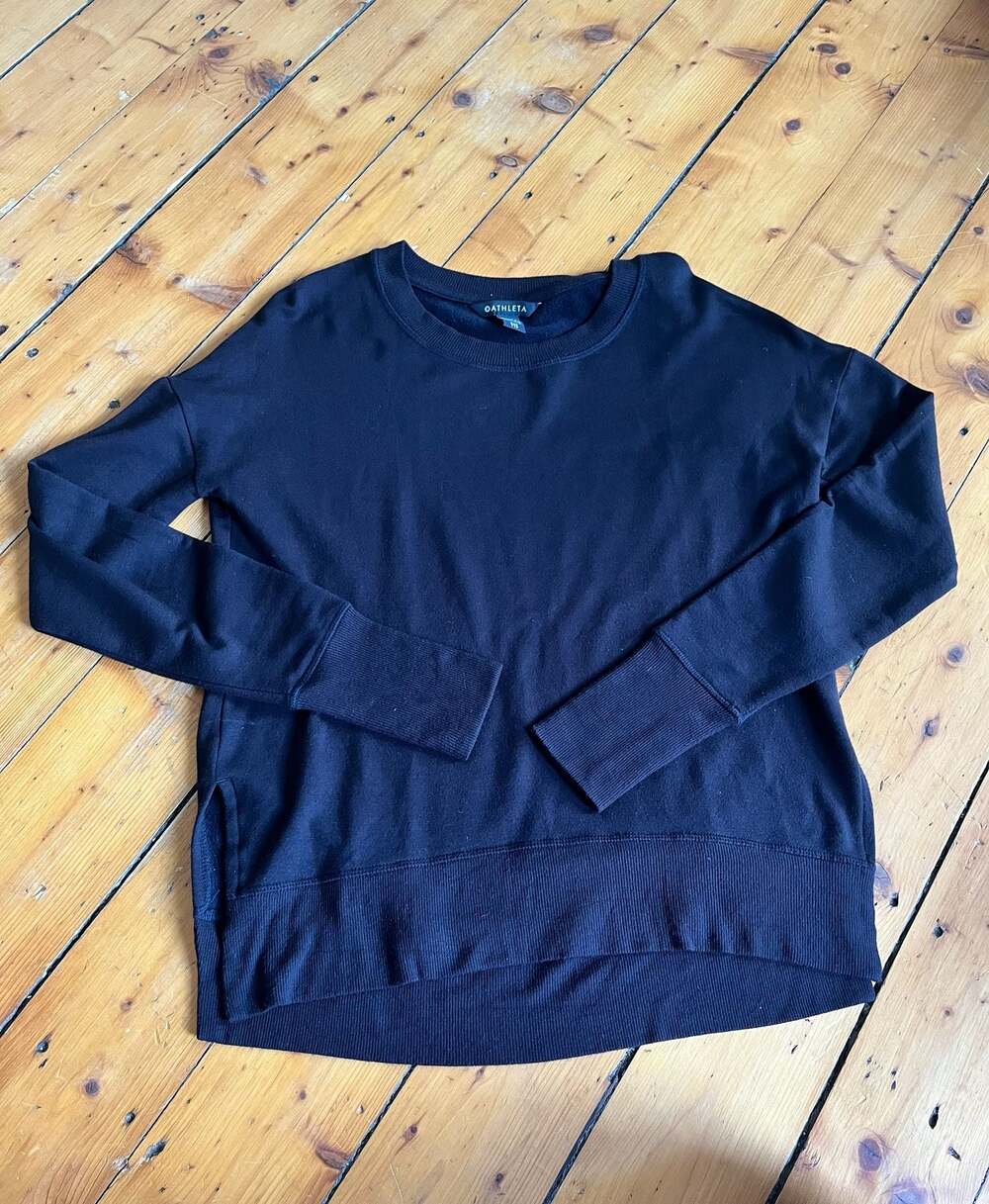 Athleta Black Coaster Luxe Sweatshirt Pullover Top Size XXS 2